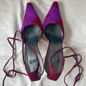 Stuart Weitzman Bordeaux Lace Up Heels, Vintage, Leather Soles Size 9.5